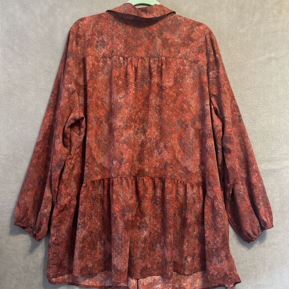 LOGO Lori Goldstein Stretch Woven Button Front Blouse Plus Size 2X Tunic Top - Picture 3 of 10
